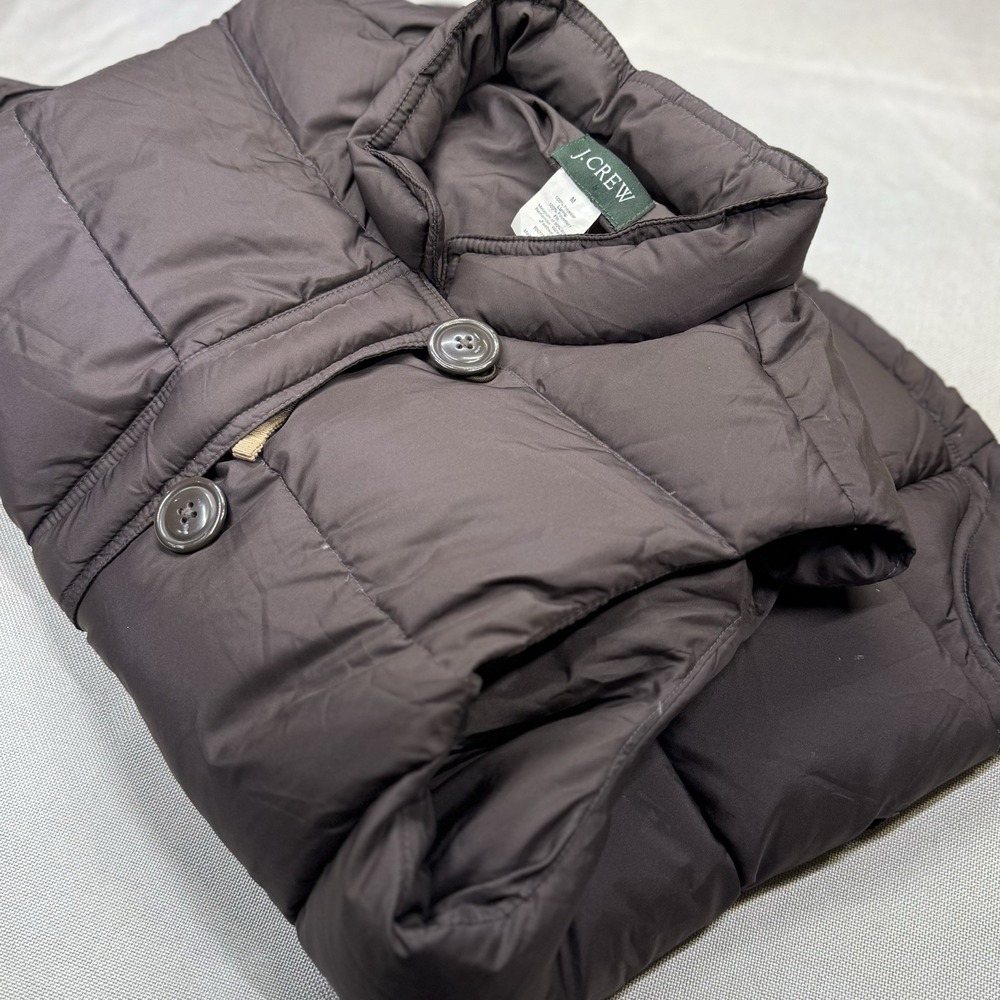 J. Crew Puffer Down Full Zip Button Vest Brown Women M 70453